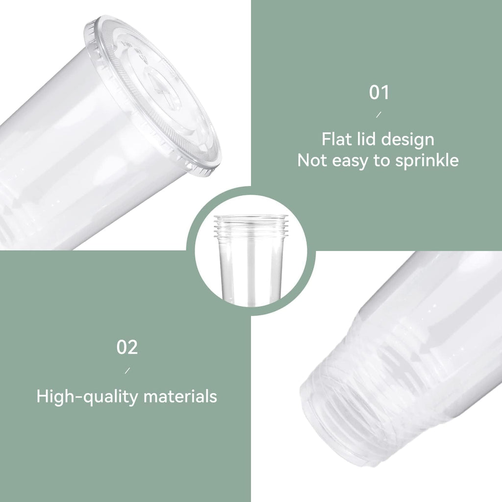 Prgery 32 OZ Plastic Cups with Lids, Iced Coffee Cups with Lids, Clear Plastic Cups for Camping Party and Picnics, Suitable for Most Car Cupholder [30 Set]