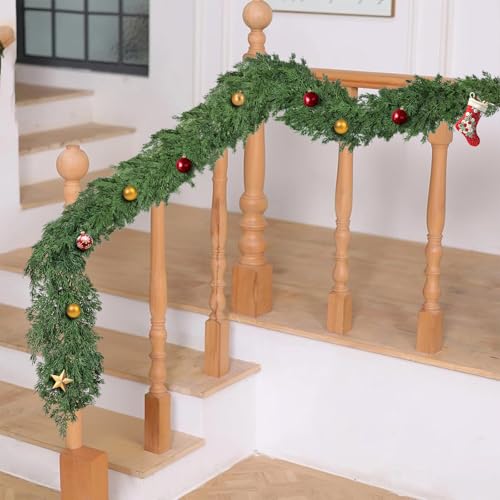 Tulvend 16ft Real Touch Pine Garland Christmas Decor Faux Greenery