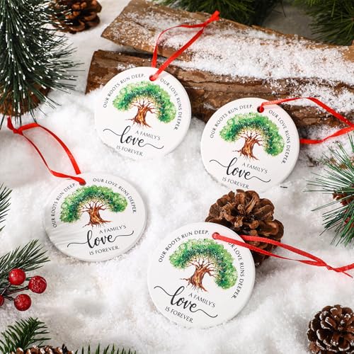 20 Pcs Ceramic Family Reunion Ornaments with Gift Bags, Tree Keepsakes