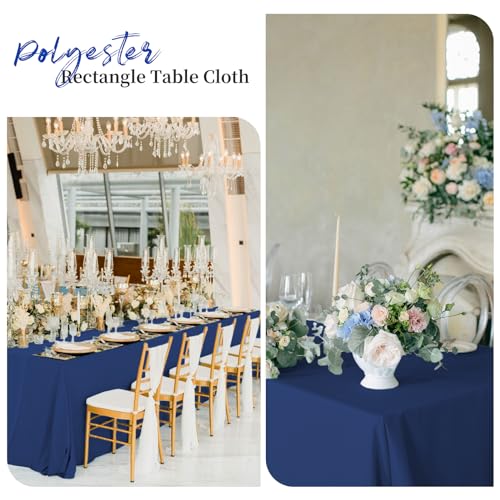 Navy Blue 10-Pack 60 x 126 in Polyester Tablecloths for 6 ft Tables, Wrinkle-Resistant