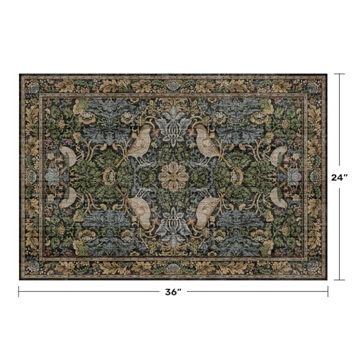 2x3 Vintage Floral Washable Rug - Non-Slip Botanical Area Mat