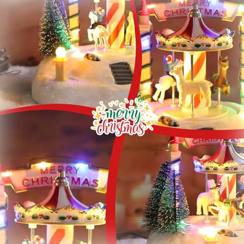 Lighted Musical Christmas Carousel Tabletop Decoration - Battery Powered
