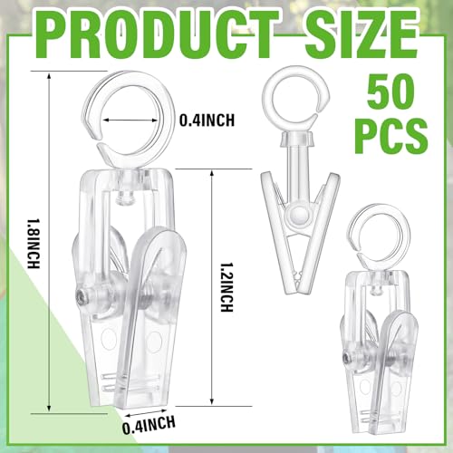 50 Pack 360° Rotating Curtain Clips for RV Awning Lights and Party Decor