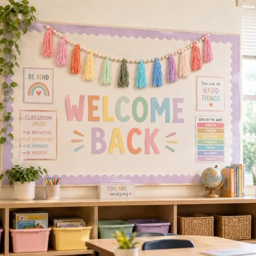 Colorful Cotton Tassel Garland Boho Wall Hanging for Nursery and Parties