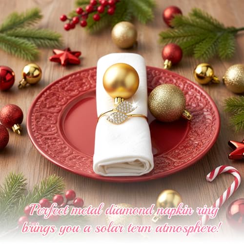 Gold Leaf Napkin Rings Set - 100 Durable Round Table Decorations for Weddings & Holidays