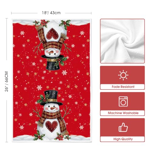 Snowman Christmas Kitchen Towels Set of 4 - 18x26 Inches, Absorbent & Decorative