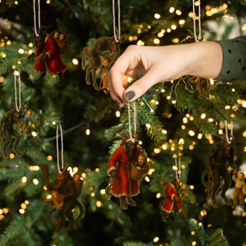 Set of 12 Krampus Christmas Ornaments Metal Holiday Decorations