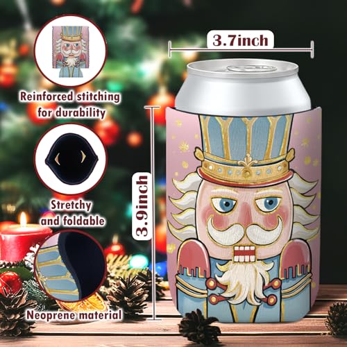 LIANGW Christmas Nutcracker Cup Sleeves 4 Pack - Holiday Reusable Neoprene Insulators for Cold & Hot Drinks (04)