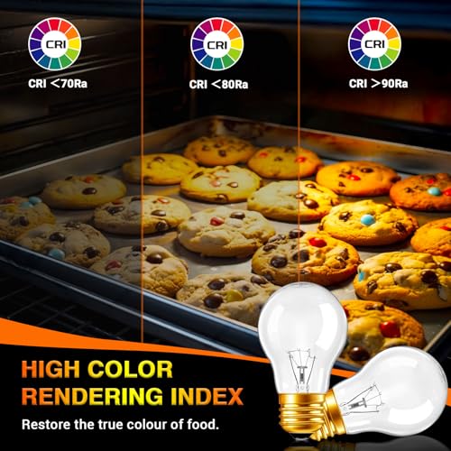 A15 Oven Light Bulb 40W E26 Base, Heat Resistant Appliance Bulb