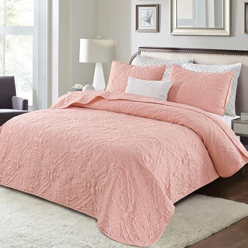 Exclusivo Mezcla Queen Quilt Bedding Set - 3 Piece Blush Pink Coverlet
