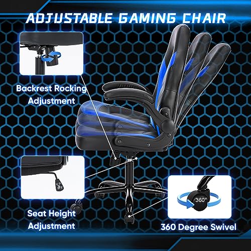 Ergonomic Gaming Chair with Lumbar Support and Flip-Up Armrests