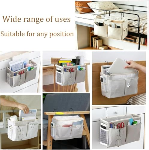 Bedside Caddy Organizer for Bunk Beds & Dorm Rails - Sturdy Canvas Storage