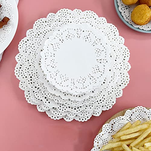 4.5-Inch Round White Paper Doilies - Decorative Lace Design, 100-Pack