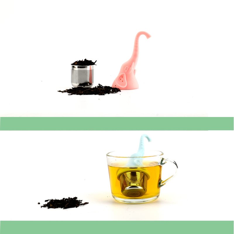 JANKOW 2Pcs Tea Filter Strainer, Elephant Handle Tea Infuser, Blue and Pink