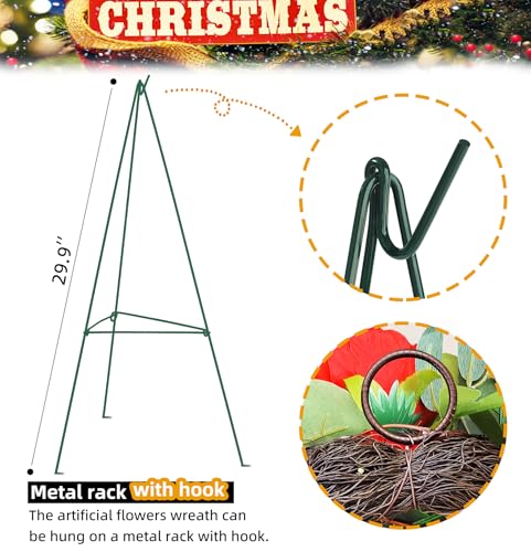 24-Inch Artificial Cemetery Wreath with Metal Stand for Graves