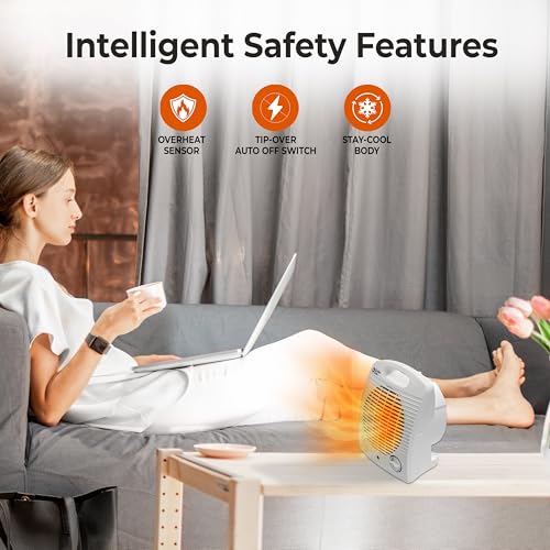 Portable Electric Space Heater with Adjustable Thermostat and Safety Features