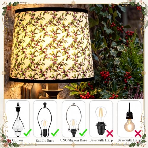 Baquler Mistletoe Christmas Lamp Shades Set 9.84"w x 12.99"h (2 Pack) – Upward Lighting, Mistletoe Pattern