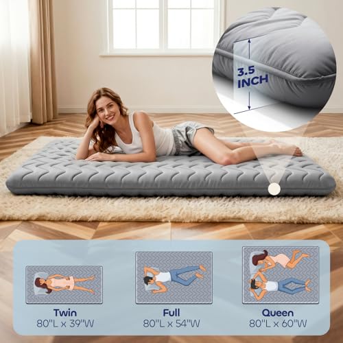3.5-Inch Extra Firm Japanese Floor Mattress, Foldable 5-Layer Futon Bed