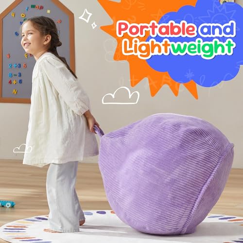 2.5ft Corduroy Bean Bag Chair for Kids - Portable Memory Foam Teardrop Seat