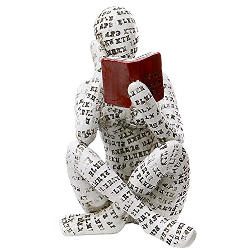 Abstract Reading Woman Thinker Statue Resin Sculpture for Home Decor