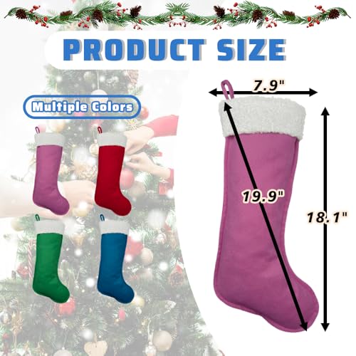 LinaGarten RosePink002 Large Christmas Stockings for Family Holiday Decor, 20 Inch Red Xmas Bulk Stockings