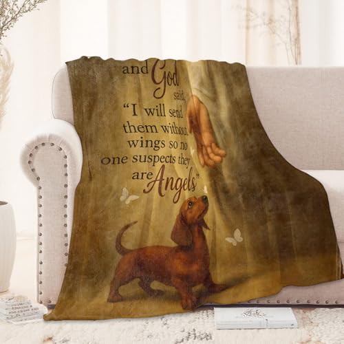 POCEZO Dachshund 60x80 Inch Flannel Throw Blanket – Lightweight Cozy Sofa Bed Decor