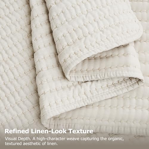WDCOZY Beige Pick Stitch Twin Quilt Set - Lightweight All-Season Coverlet