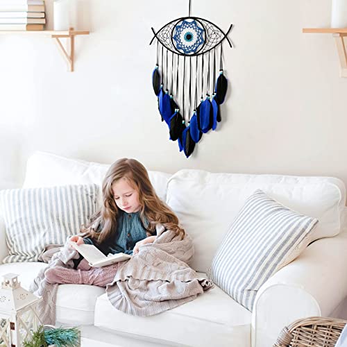 Handmade Evil Eye Dream Catcher Wall Hanging Decor for Bedroom