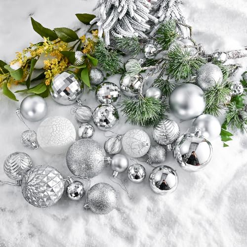 36-Piece Shatterproof Christmas Tree Ornaments - Silver Holiday Baubles Set