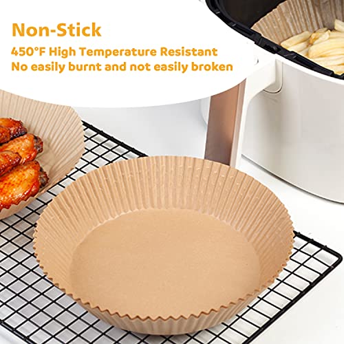 8-Inch Disposable Air Fryer Paper Liners, 100-Pack Non-Stick Parchment