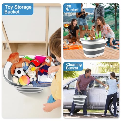 Collapsible Mop Bucket with Handle - 16L Square Foldable Cleaning Bucket
