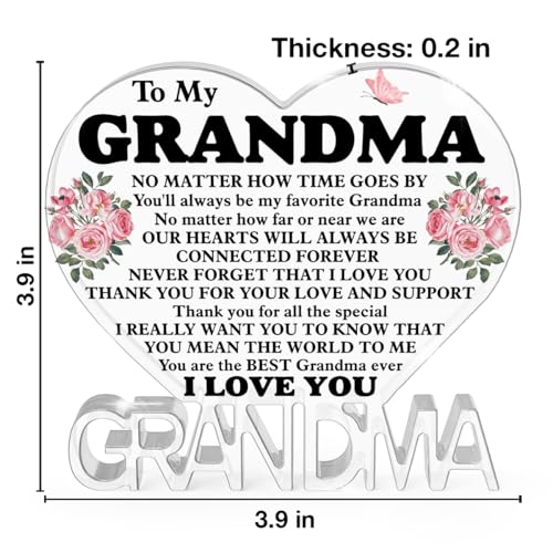 Granddaughter & Grandson Gift - Grandmother Ever Heart Acrylic Sign Plaque