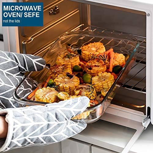 MCIRCO Glass Baking Dish Set - 8 Pcs with Lids & 9 Pcs Stainless Steel Baking Sheet Tray | Perfect for Cooking & Baking