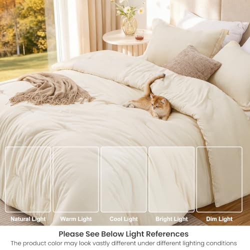 Beige Twin/Twin XL Comforter Set - 2-Piece Prewashed All-Season Bedding
