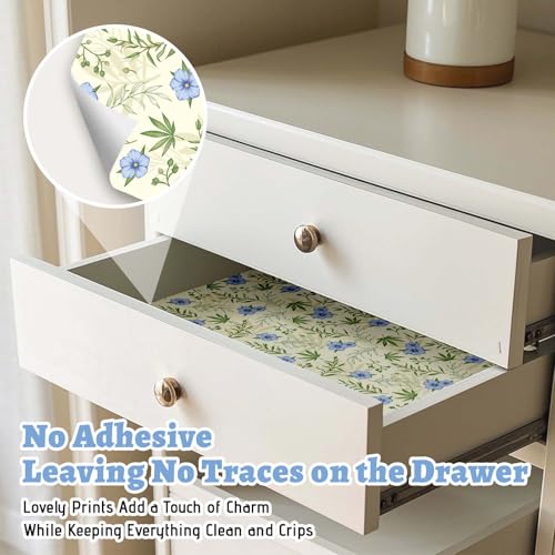 Scented Drawer Liners for Dresser - Fresh Linen Non-Adhesive Paper, 12 Sheets