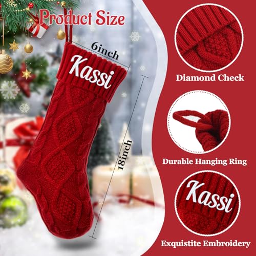 Personalized Cable Knit Christmas Stocking with Custom Name (18 Inch)