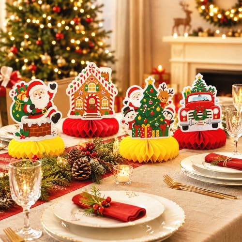 Christmas Honeycomb Centerpieces 12Pcs Set – Actilize Christmas Decor (Variation: THIS listing: Christmas)