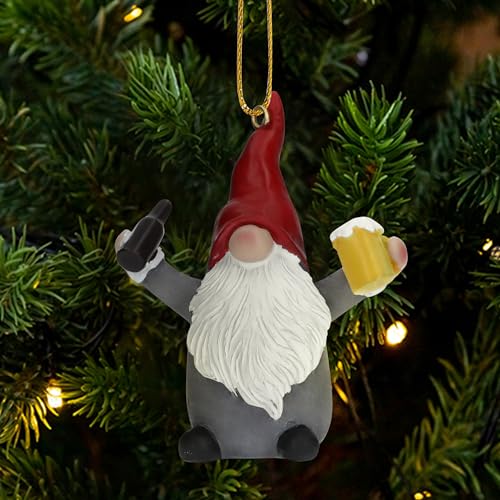 Gnome Beer Christmas Ornament - Funny Yuletide Designs, 4in Resin