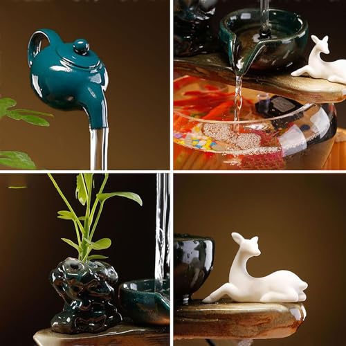 Tabletop Indoor Waterfall Fountain with Small Fish Tank - Zen Desktop Decor
