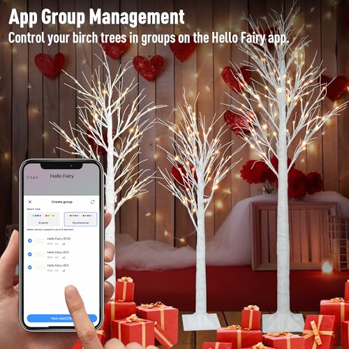Aoycocr Lighted Birch Trees Set 4FT, 5FT, 6FT with App Control & 18 Modes