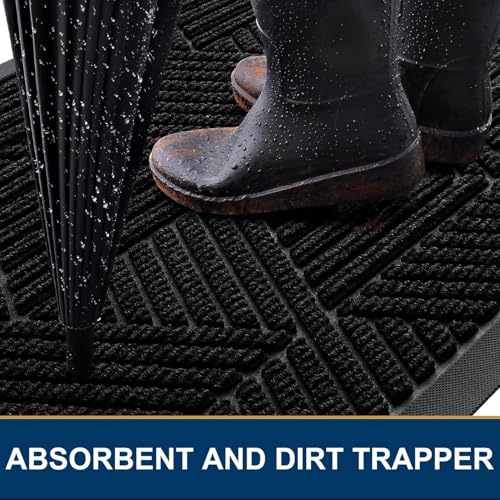 Heavy Duty Front Door Mat - Low Profile Non-Slip Entry Doormat (29.5" x 17")