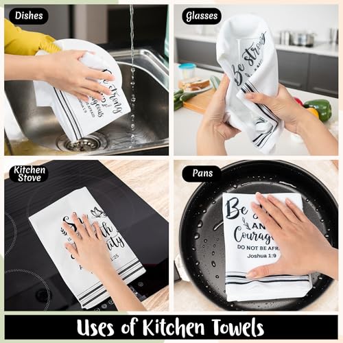 Bible She Christian Kitchen Dish Towels Set - Inspirational Scripture, 5-Pack, Quick Dry & Absorbent, Housewarming Gift