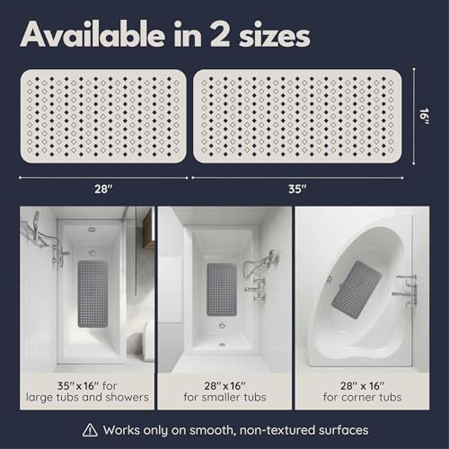 Homerella Extra Long Non-Slip Bathtub Mat 35x16 Anti-Mold