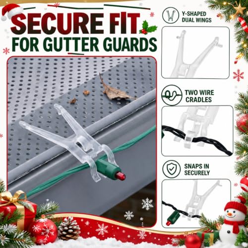 100 Pcs Christmas Light Clips for Gutters with Guards – Leinuosen 100 Pack