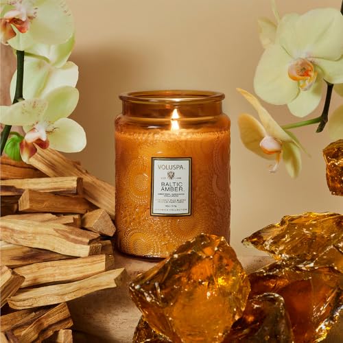 Baltic Amber Scented Candle Jar 18 oz - 100 Hour Burn Coconut Wax Blend