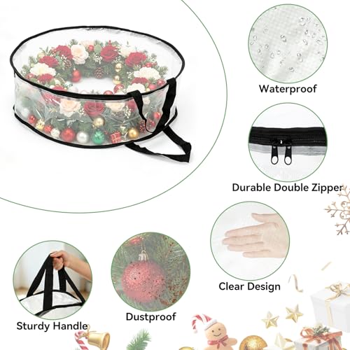EverPetal 2-Pack 24-Inch Wreath Storage Bags for Holiday & Seasonal Decor