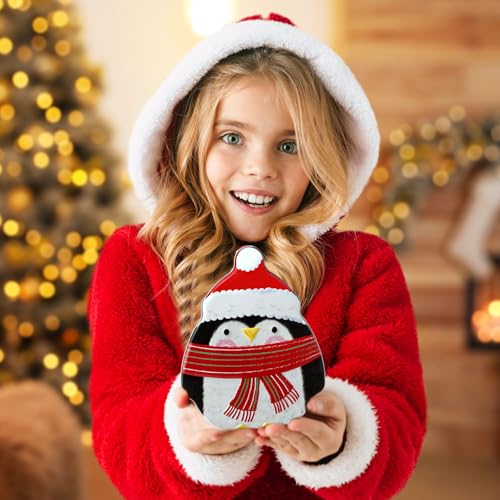 Hushee Classic Christmas Tin Box Cookie Containers Set - Santa Snowman Penguin Gingerbread - 8 Pcs Gift Candy Storage, 5x4.3x2 Inches