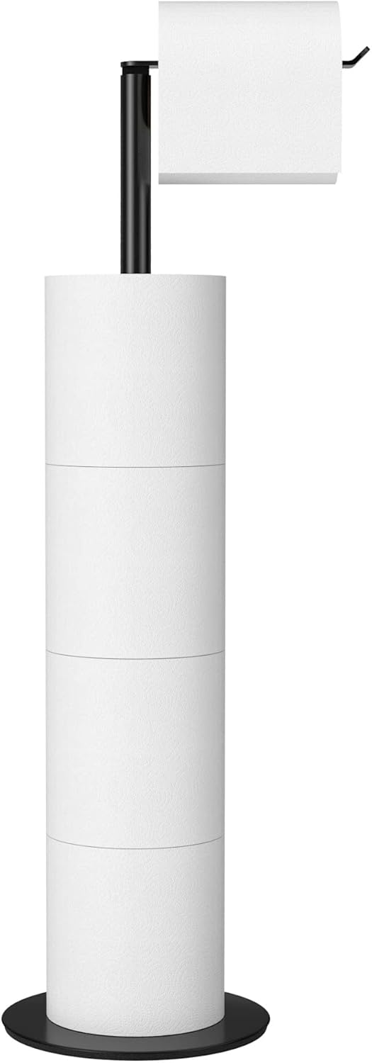 Regine Switzerland Black Toilet Paper Holder - Stainless Steel Free-Standing Dispenser for 4 Rolls