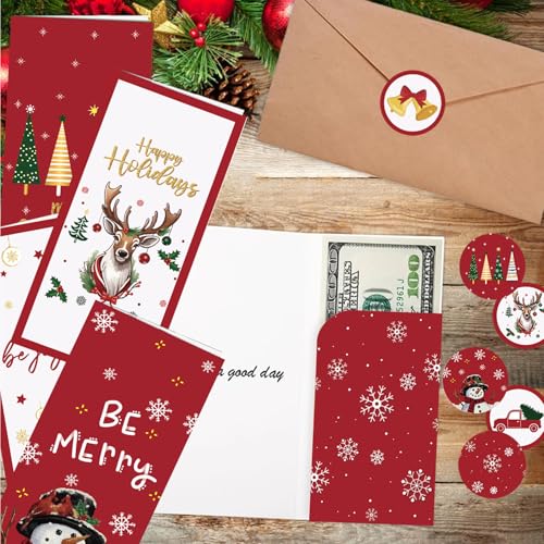 Christmas Money Gift Cards with Envelopes - 30 Pack for Holiday Gifts