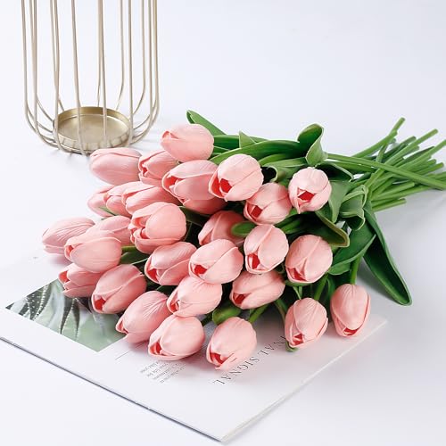 15 Pcs Real Touch PU Fake Tulips - Artificial Flowers for Home & Party Decor
